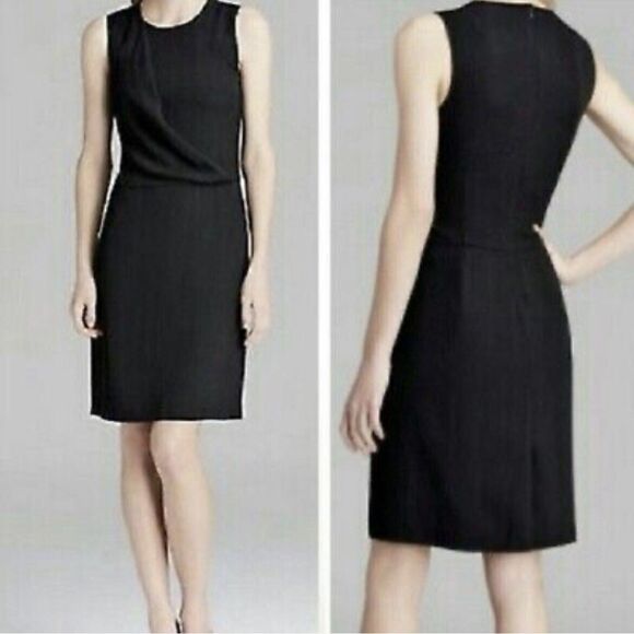 Theory Darbia Jubiliant Sheath Dress Size 2 Black Sleeveless‎ Stretch Wool Crepe - Picture 1 of 10